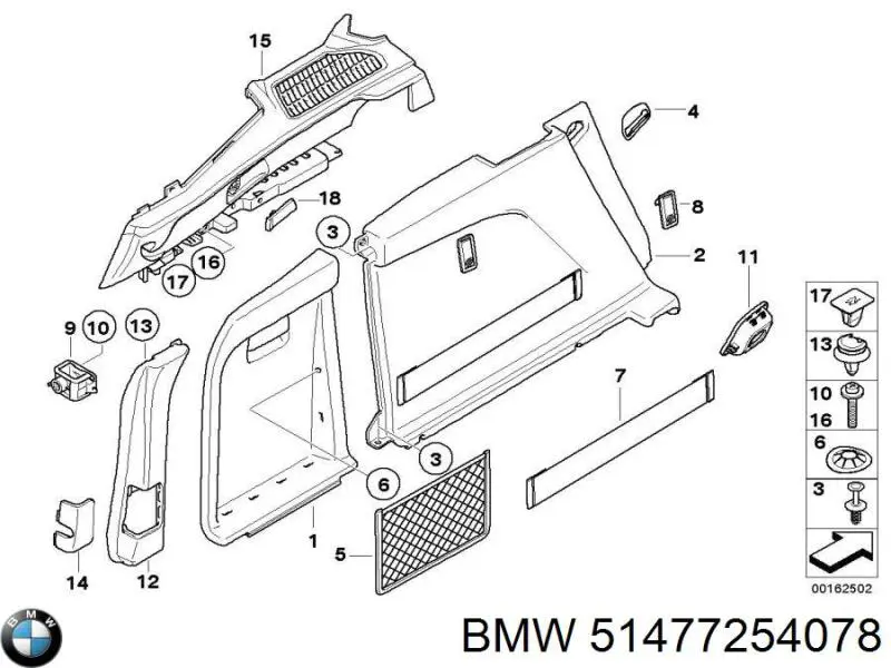 51477254078 BMW cubierta de maletero derecha