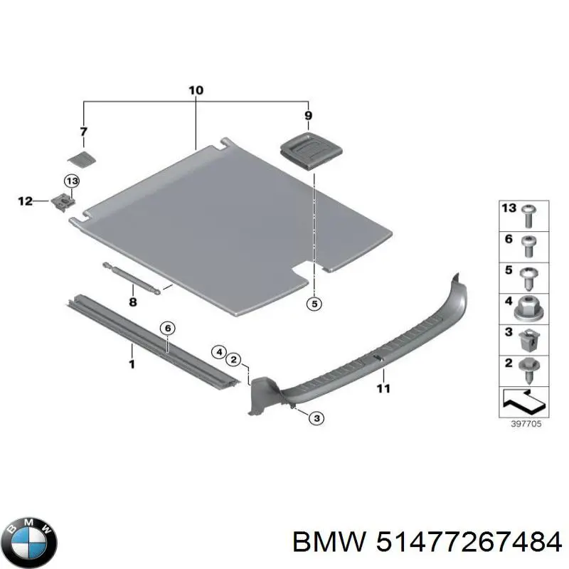 51477267484 BMW manija del estante del maletero