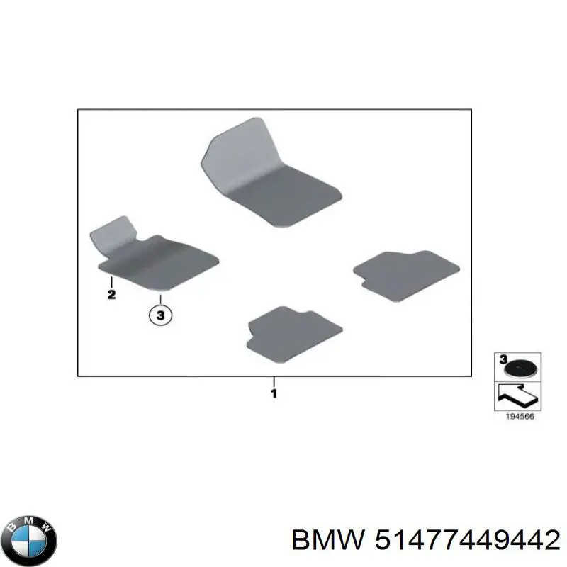 51477449442 BMW juego de esteras, delanteras + traseras