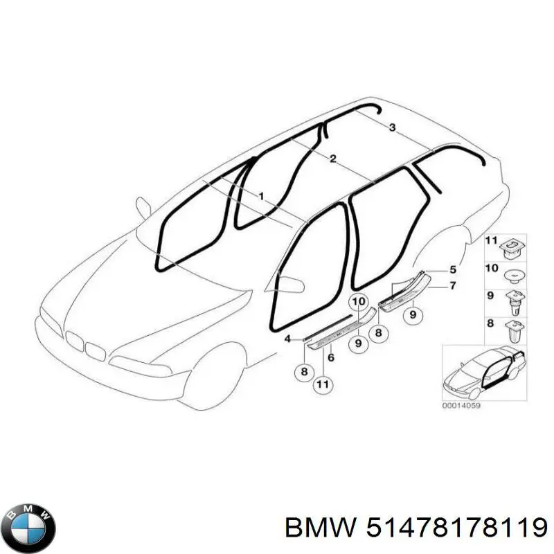 Comprar 51478178119 BMW Moldura exterior del umbral delantera izquierda