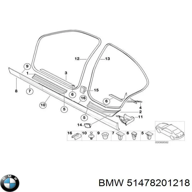 51478201218 BMW listón de acceso interior delantero izquierdo