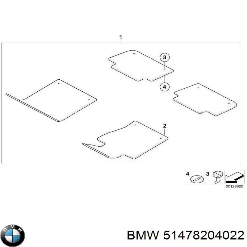 51478204022 BMW juego de esteras, delanteras + traseras