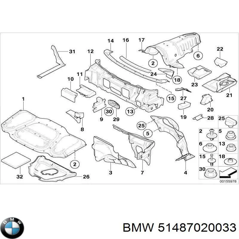 Aislamiento acústico del cortafuegos BMW 51487020033 precio, desde 127,28 EUR