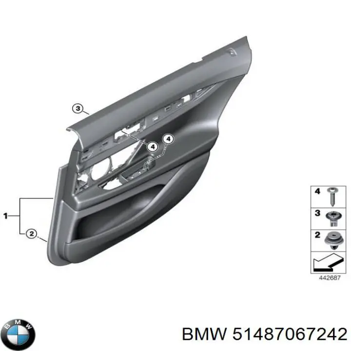 Aislamiento acústico del cortafuegos BMW 51487067242 precio, desde 61,61 EUR
