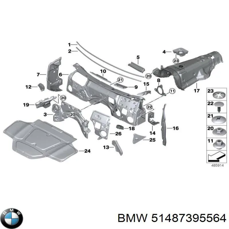 51487395564 BMW Aislante de capó de motor