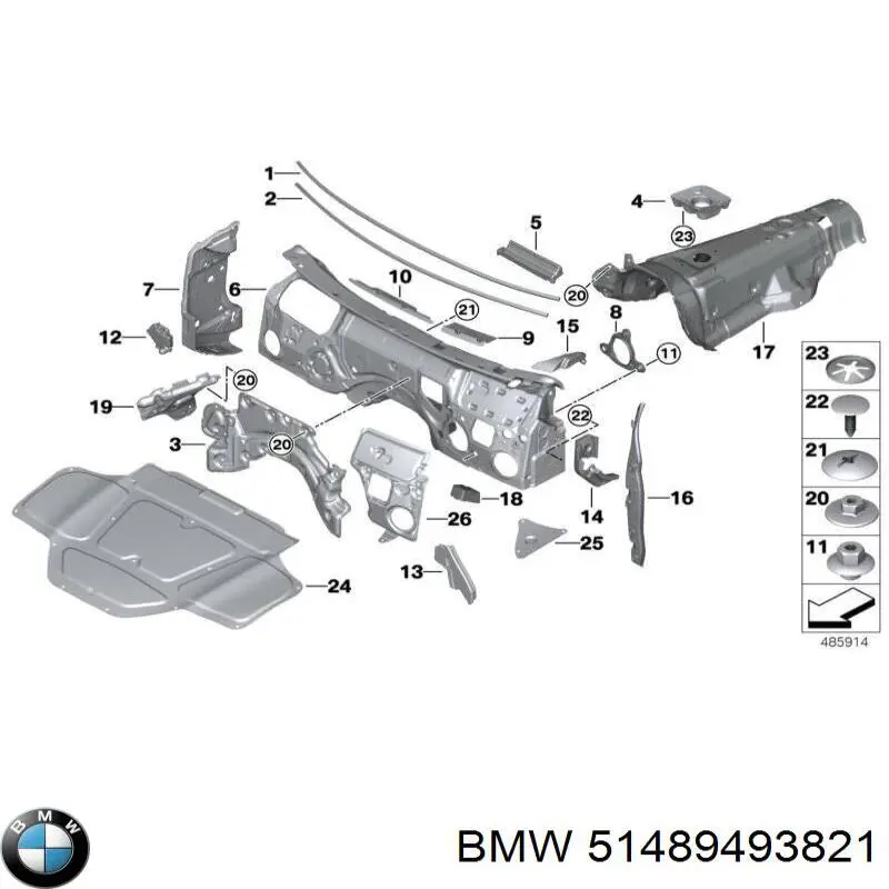 Aislamiento acústico del cortafuegos BMW 51489493821 precio, desde 71,48 EUR