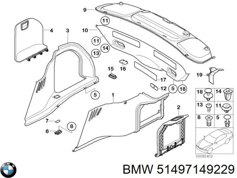 51497149229 BMW tapicería para tapa de maletero