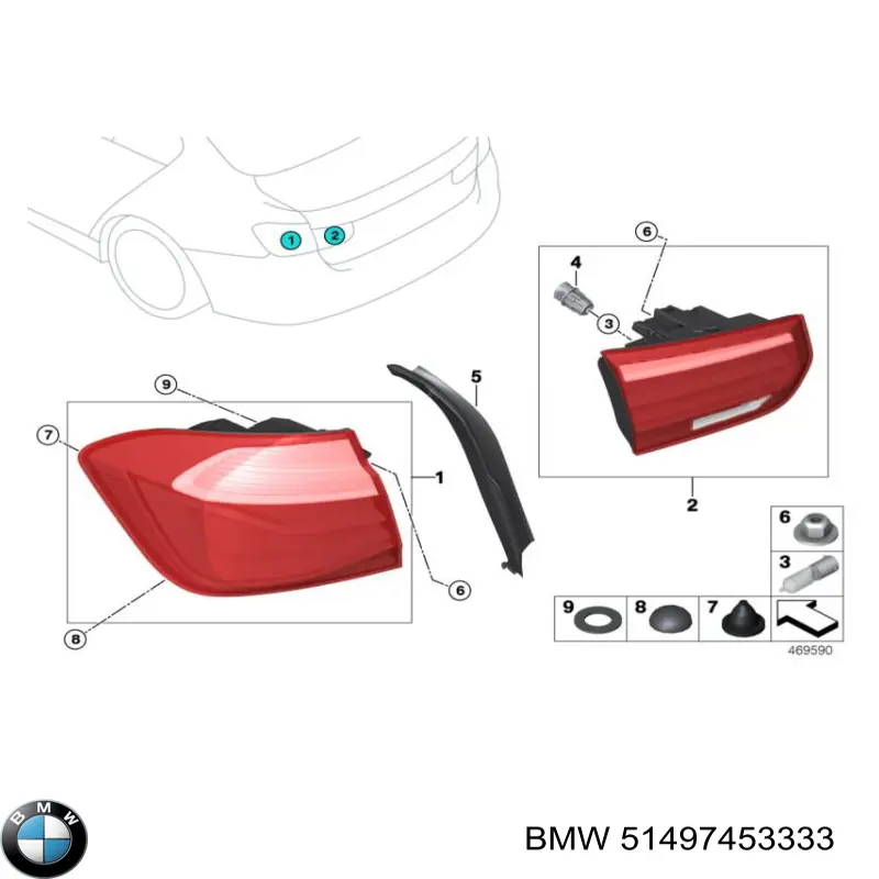 51497453333 BMW cubierta de canaleta trasera izquierda