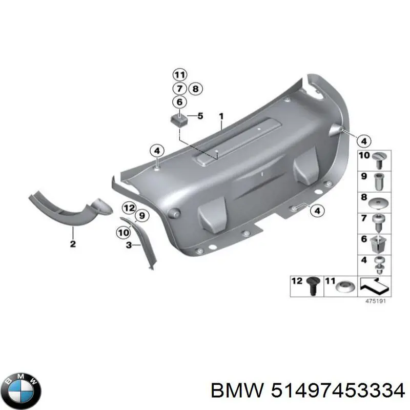 51497453334 BMW cubierta de canaleta trasera derecha