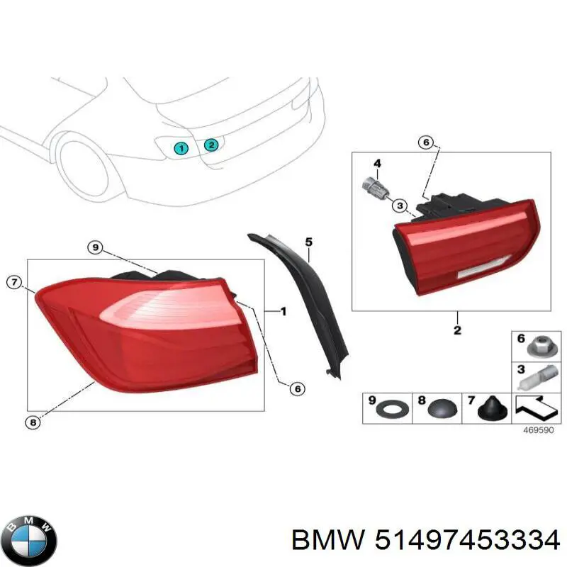 Comprar 51497453334 BMW Cubierta de canaleta de desagüe trasera derecha