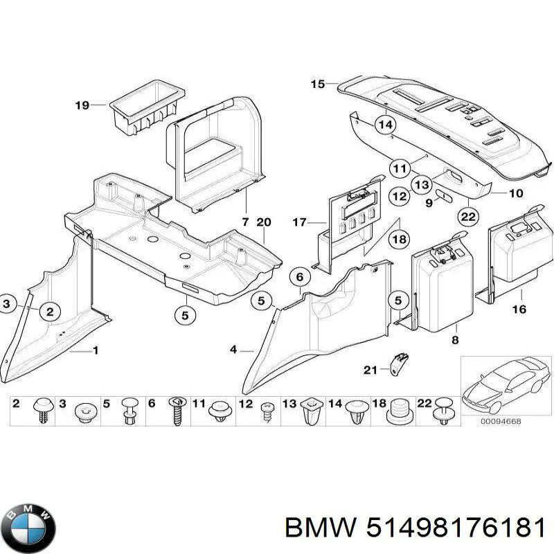 51498176181 BMW tapicería para tapa de maletero