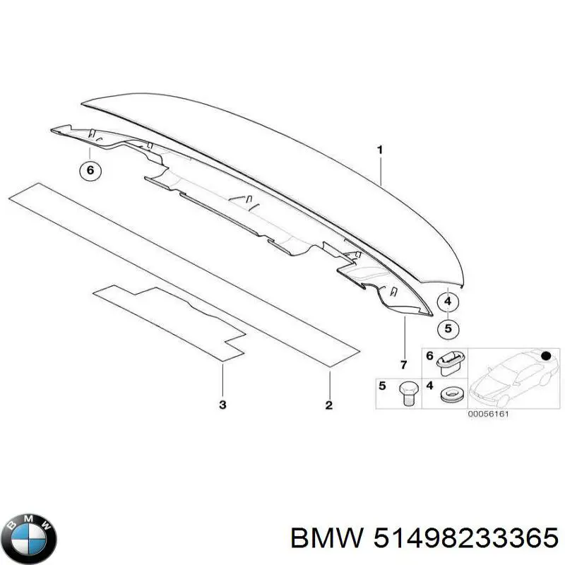 Comprar 51498233365 BMW Moldura de cristal trasero