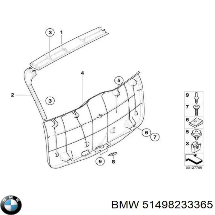 51498233365 BMW moldura de luneta trasera