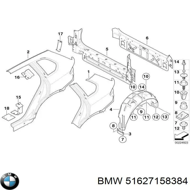 Protector de salpicaduras delantero derecho del guardabarros trasero BMW 51627158384 precio, desde 27,69 EUR