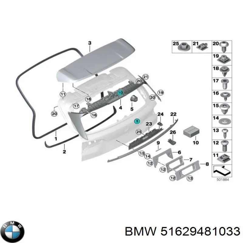 51629481033 BMW Alerón para puerta de maletero