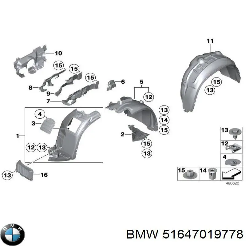 51647019778 BMW soporte deparachoques delantero derecho