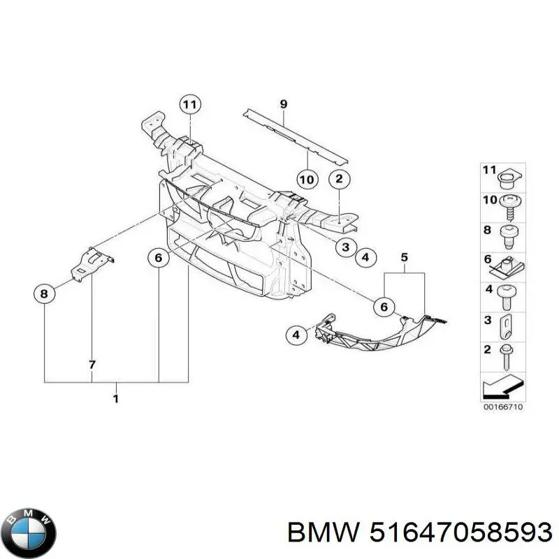 Soporte de radiador completo (panel de montaje para foco) para BMW 1 (E81, E87)