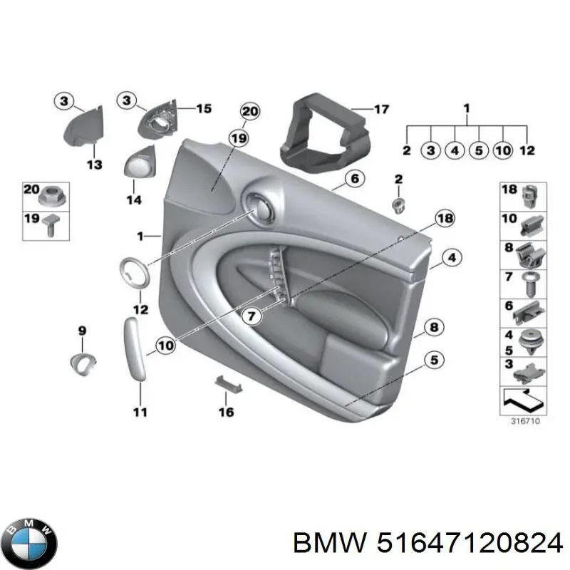 Comprar 51647120824 BMW Soporte de fijación del faro delantero derecho
