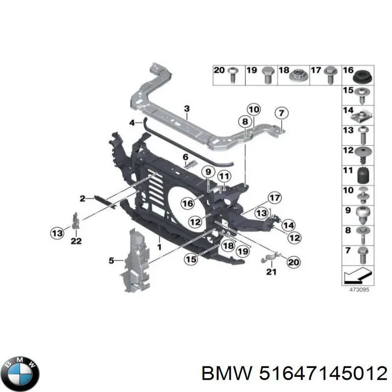 51647145012 BMW bastidor radiador