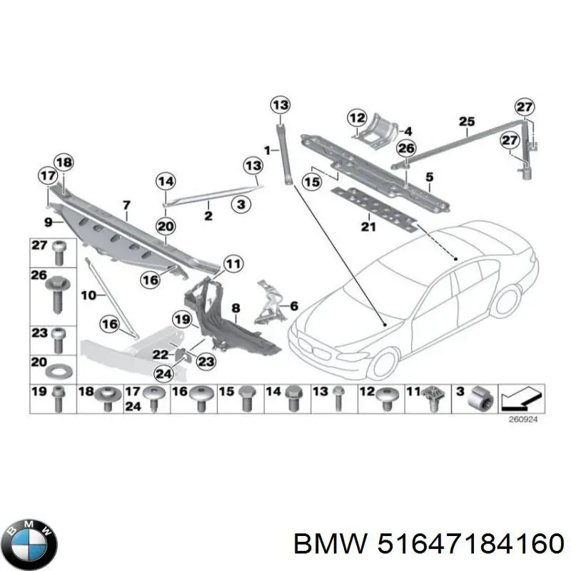 51647184160 BMW soporte deparachoques delantero derecho