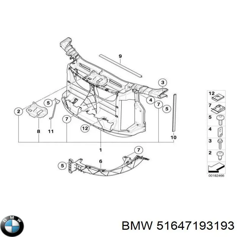 51647193193 BMW soporte de radiador superior (panel de montaje para foco)