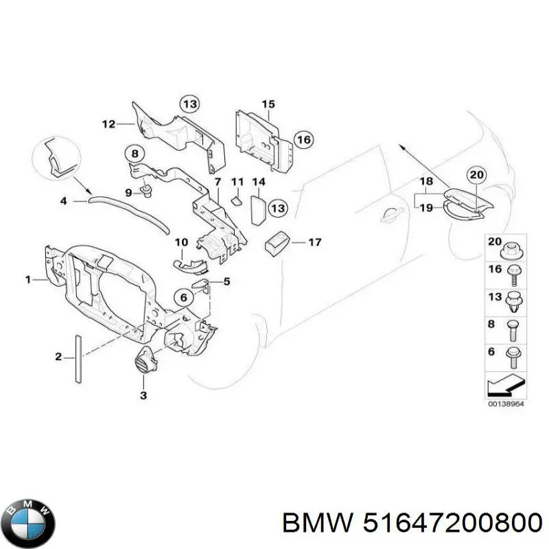Panel de soporte del radiador y montaje de faros BMW 51647200800 precio, desde 151,95 EUR