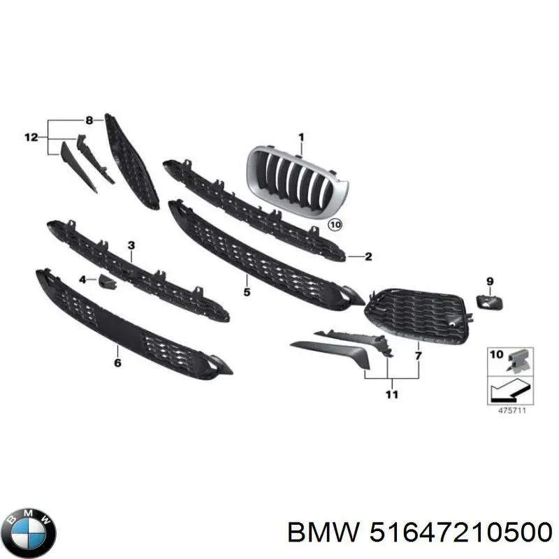 Comprar 51647210500 BMW Soporte derecho del radiador (panel de montaje para faros)