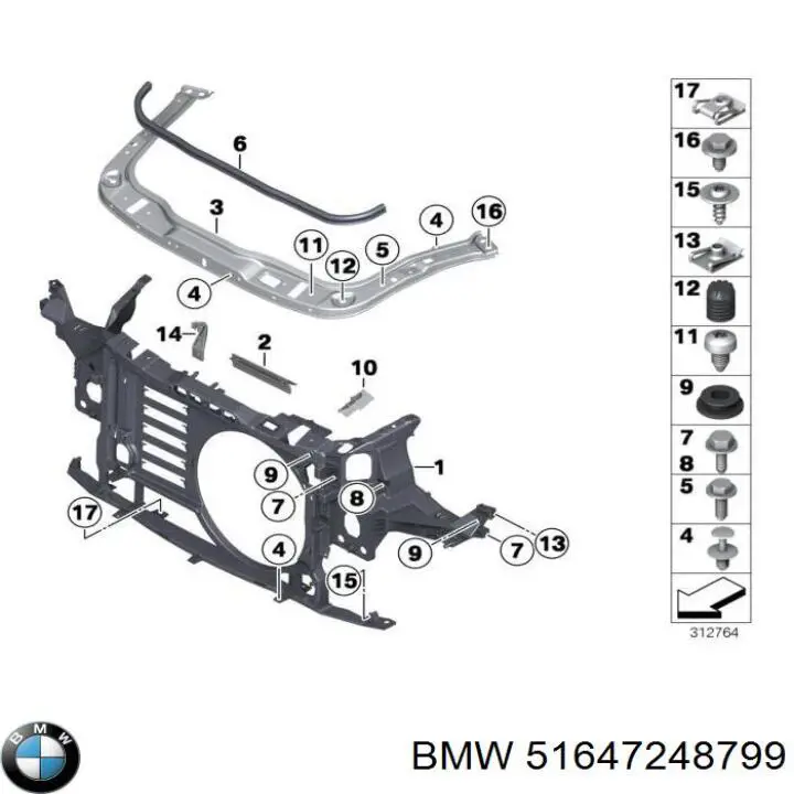 Panel de soporte del radiador y montaje de faros BMW 51647248799 precio, desde 214,83 EUR