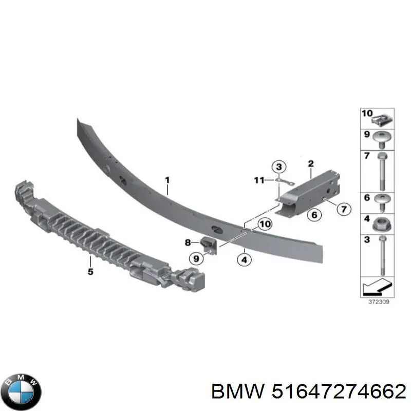 51647274662 BMW refuerzo parachoque delantero