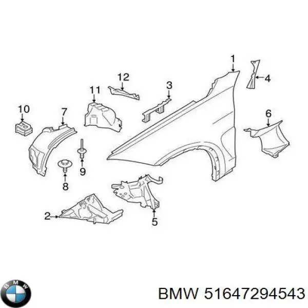 51647294543 BMW soporte para guardabarros delantero, izquierda delantero