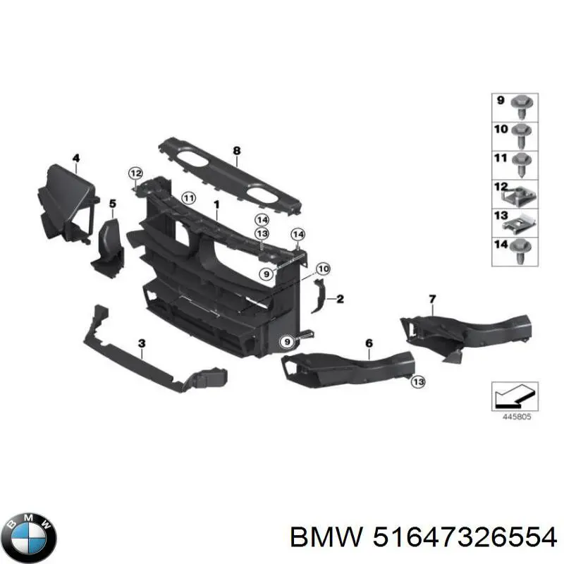 Comprar 51647326554 BMW Cubierta superior del difusor del radiador