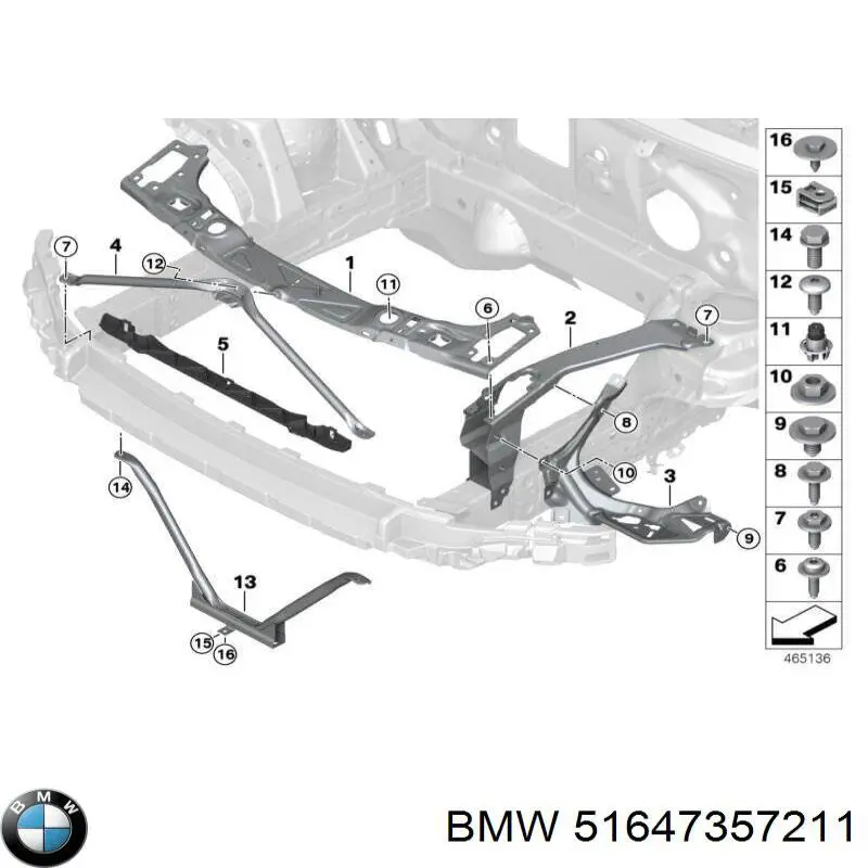 Soporte inferior del radiador (panel de montaje de faros) BMW 51647357211 precio, desde 63,74 EUR