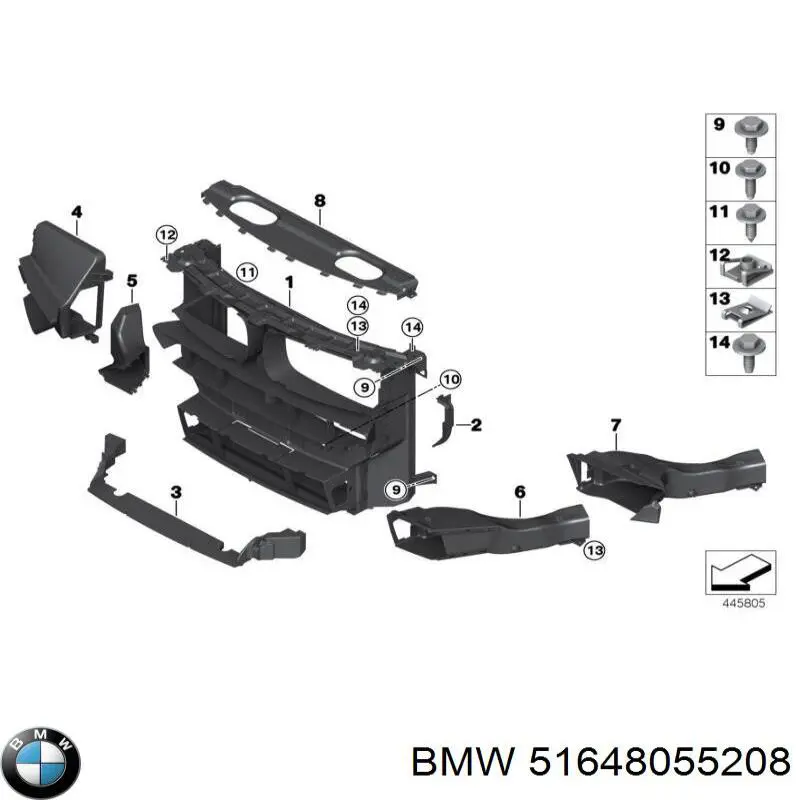 Comprar 51648055208 BMW Deflector de aire del radiador
