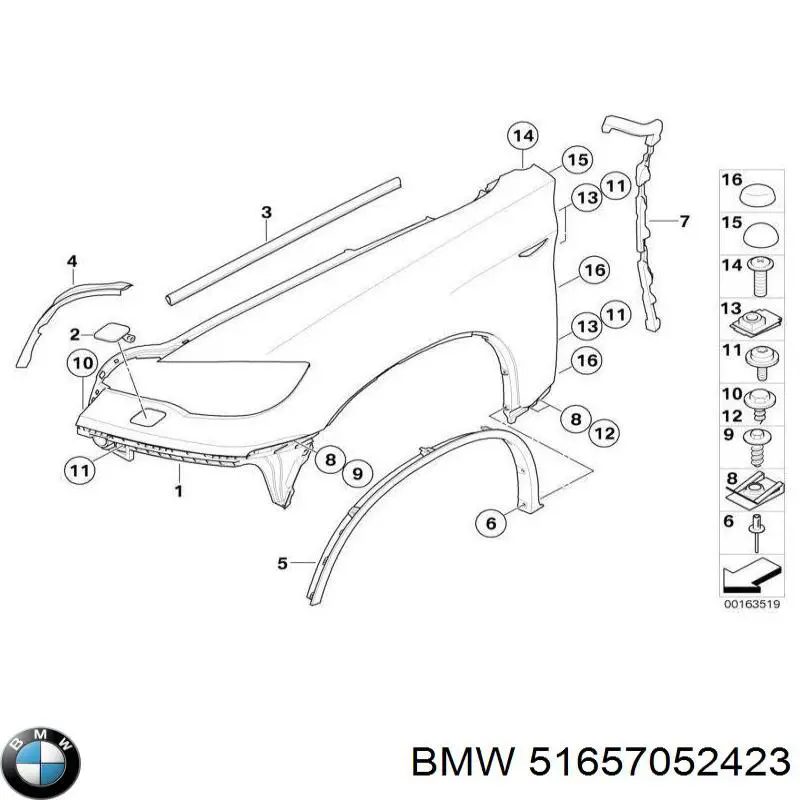 Aleta delantera izquierda BMW 51657052423 precio, desde 222,20 EUR