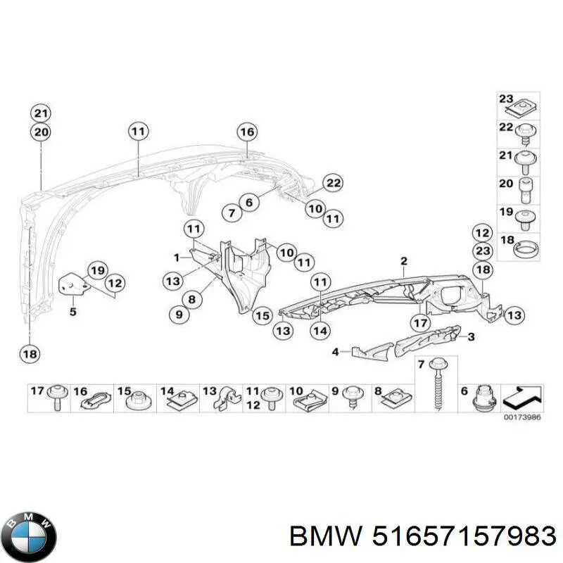 Soporte trasero de aleta delantera izquierda BMW 51657157983 precio, desde 29,90 EUR