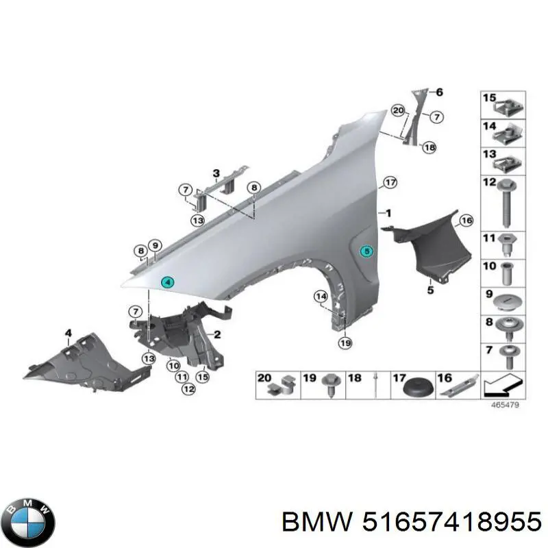 51657418955 BMW guardabarros delantero izquierdo