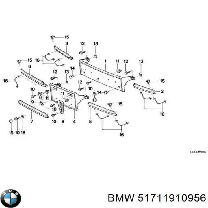 51711910956 BMW clips de fijación de parachoques trasero