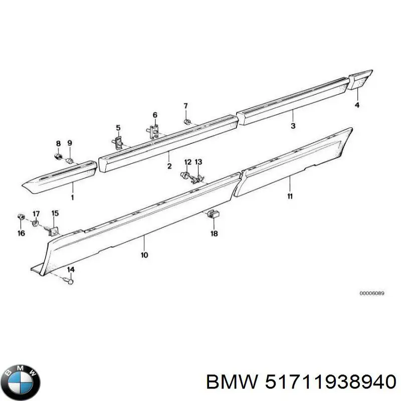 51711938940 BMW clips de fijación de pasaruedas de aleta delantera