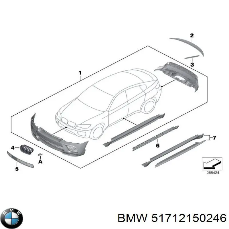 51712150246 BMW panal de radiador derecha