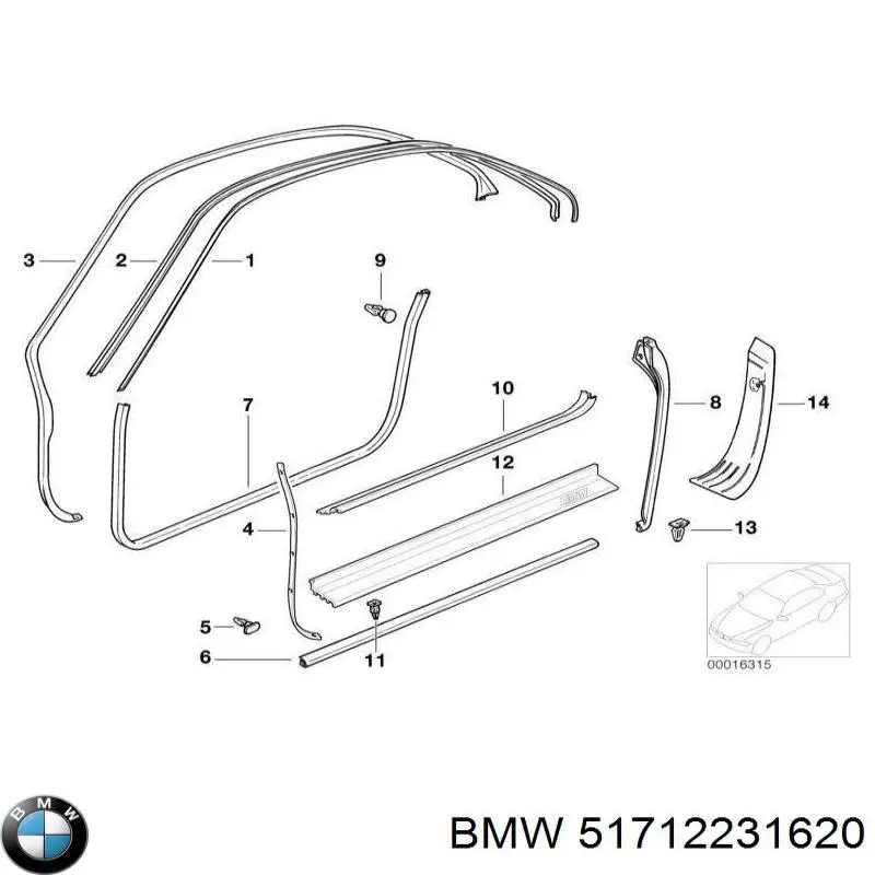 51712231620 BMW junta, tapa de culata de cilindro derecha