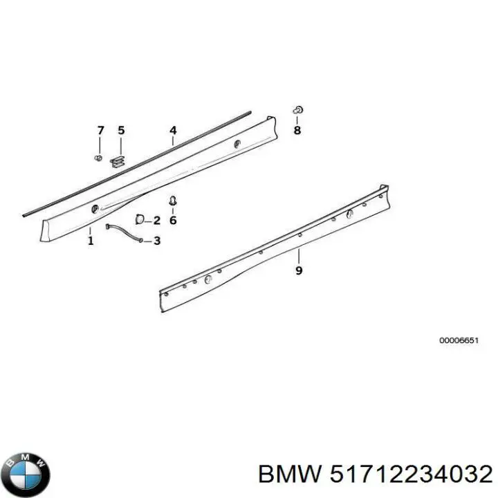 Comprar 51712234032 BMW Clip de fijación de moldura de parabrisas