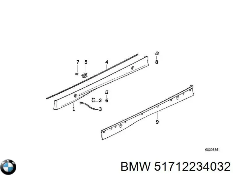 51712234032 BMW Clip de fijación de moldura de parabrisas