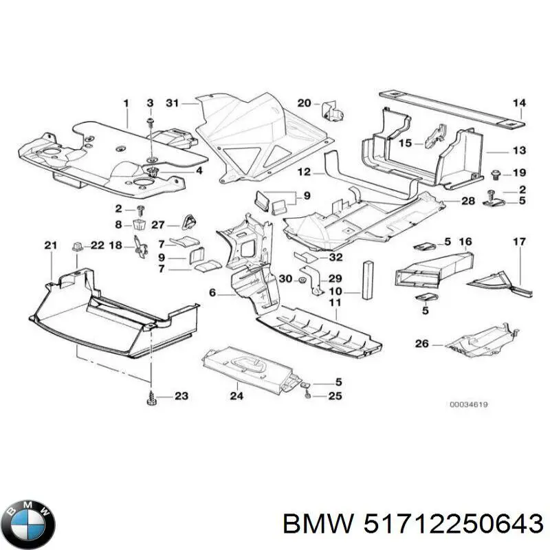 51712250643 BMW protección motor / empotramiento