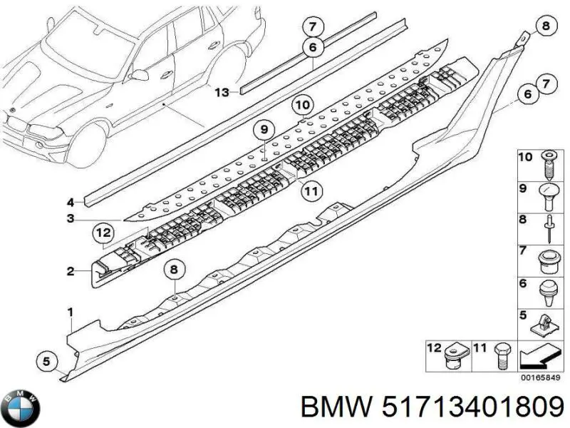 Listón de acceso exterior izquierdo para BMW X3 (E83)