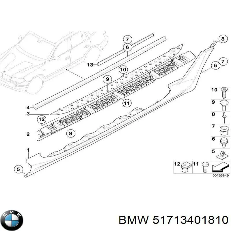 Moldura de umbral exterior derecha para BMW X3 (E83)