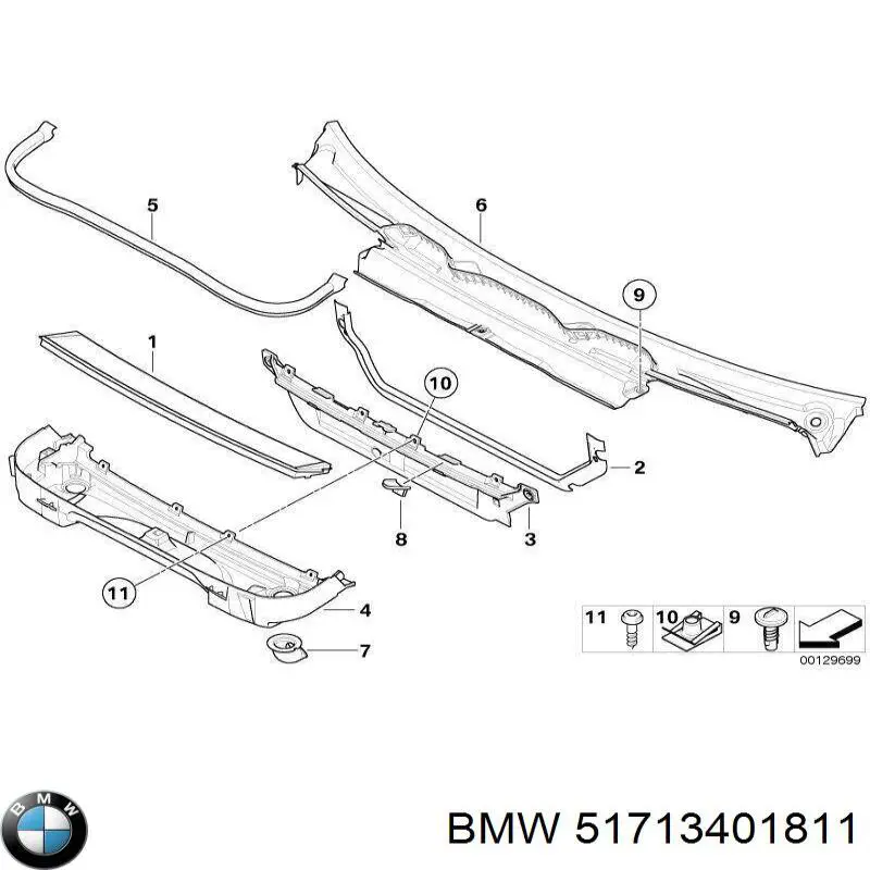 Rejilla de limpiaparabrisas para BMW X3 (E83)
