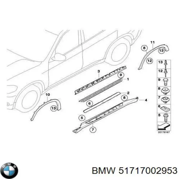 Comprar 51717002953 BMW Clip de fijación del guardabarros delantero