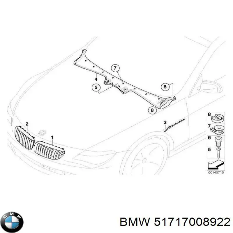 51717008922 BMW rejilla de limpiaparabrisas