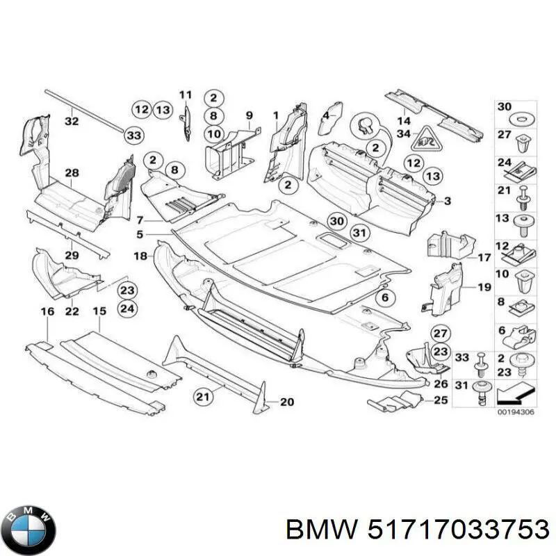 Protección izquierda del motor BMW 51717033753 precio, desde 16,20 EUR