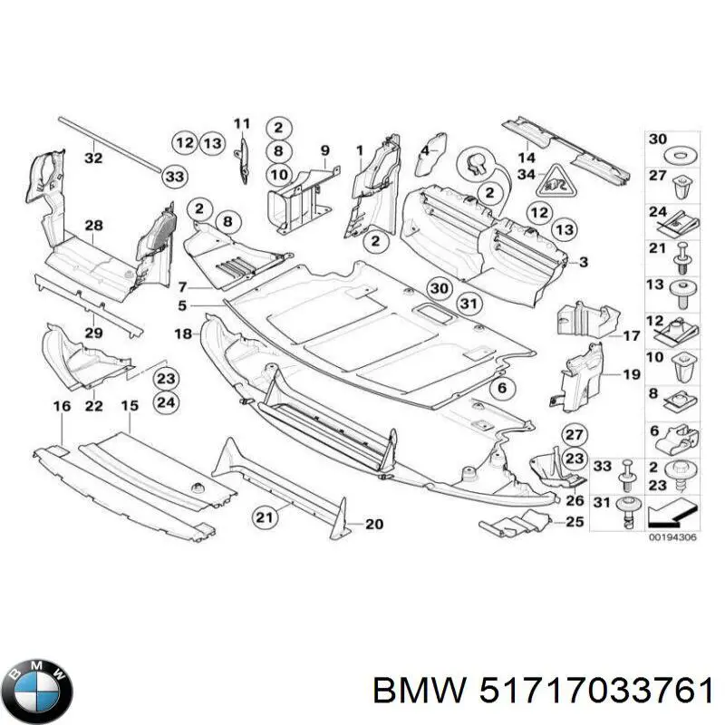 Protección motor / empotramiento 51717033761 BMW